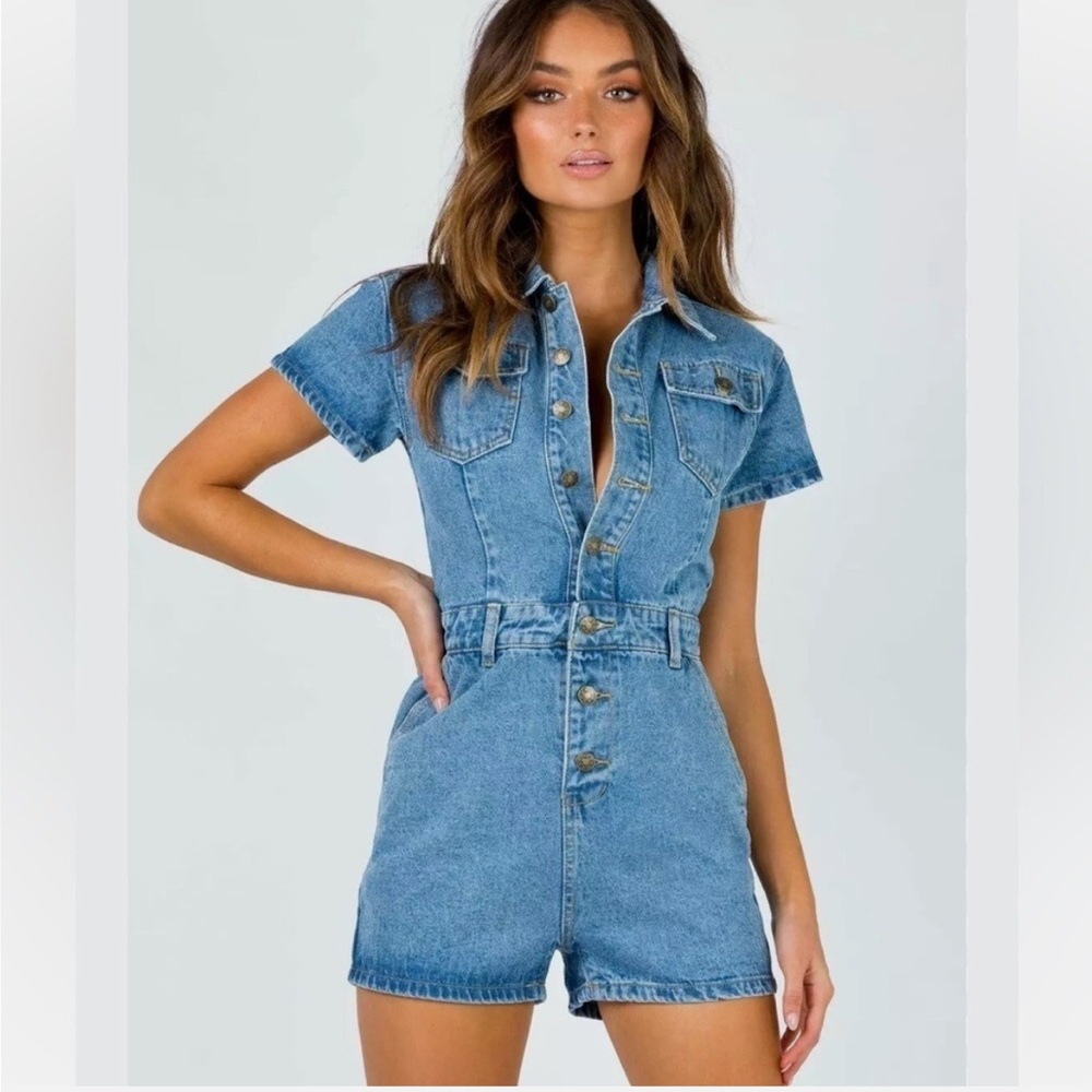 NWT Lioness U Know What’s Up denim romper